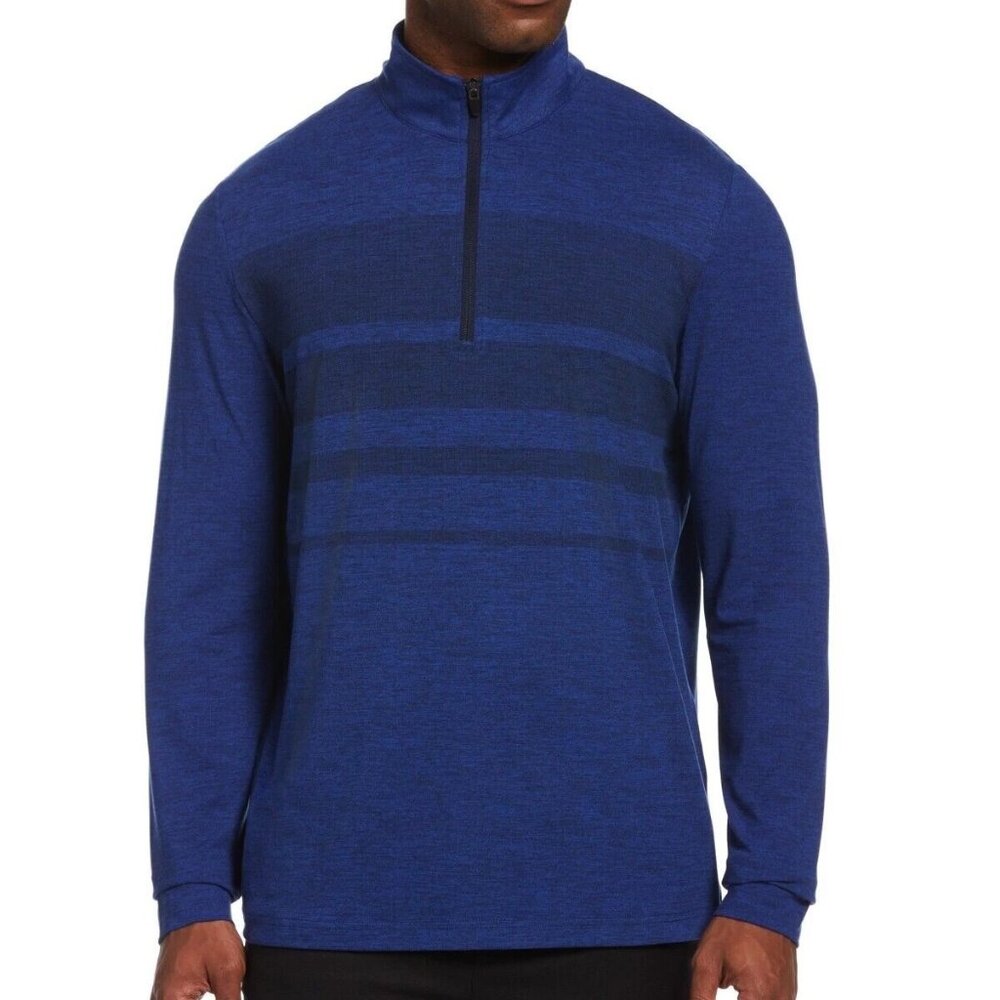PGA TOUR Men's Textured Gradient Stripe 1/4-Zip Golf Sweatshirt, Blue, Small